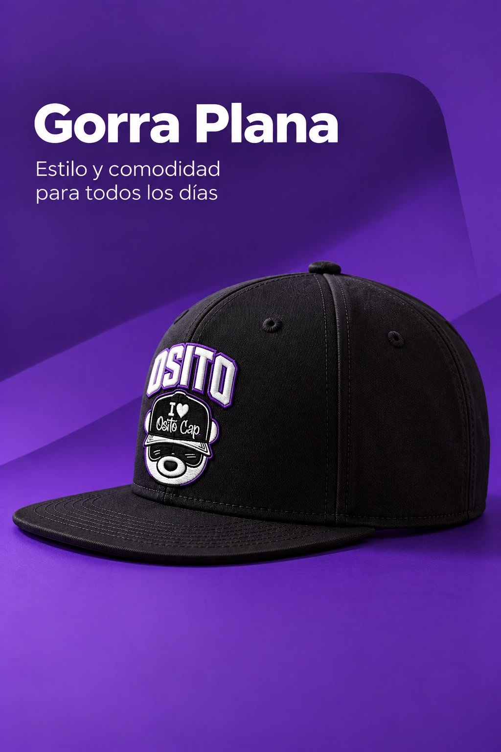 La misma gorra plana, vista de perfil