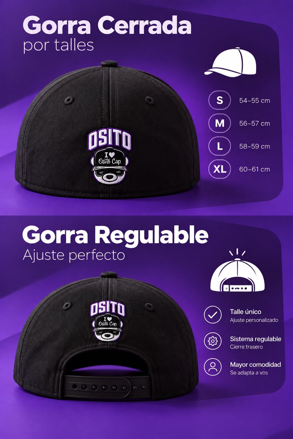 La misma gorra plana, vista desde atrás